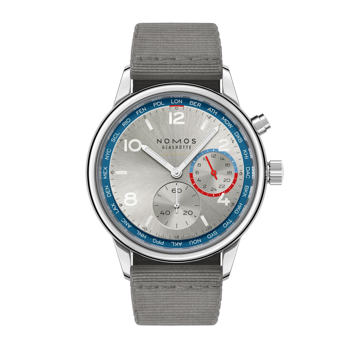 NOMOS Club Sport neomatik Worldtimer silver — ref. 791