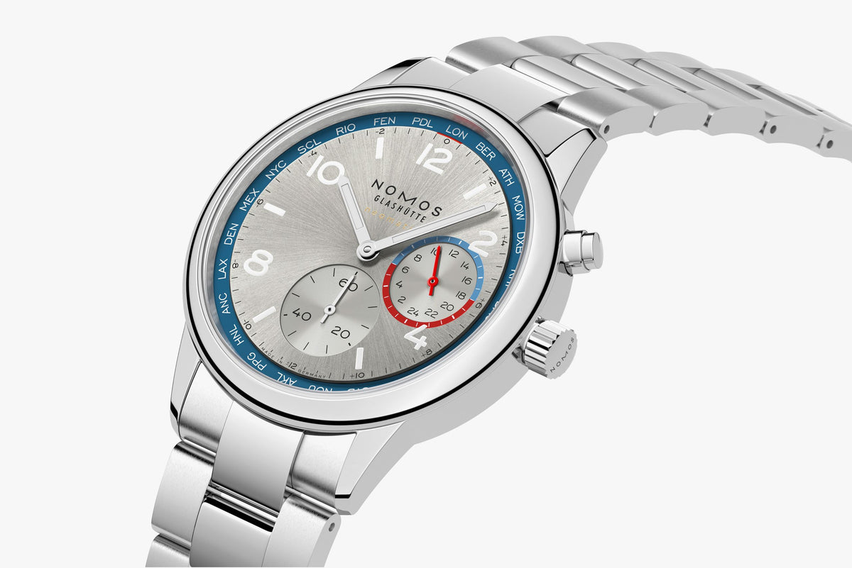 NOMOS Club Sport neomatik Worldtimer silver — ref. 791