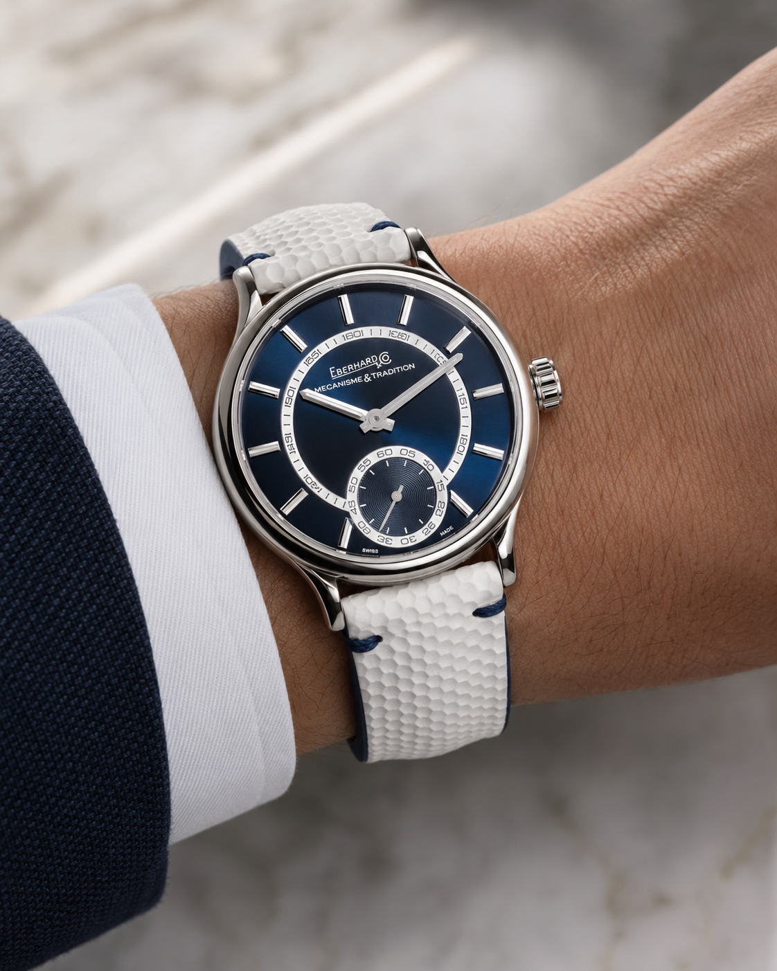 Eberhard Traversetolo Blue Strap White 21116.17 CP