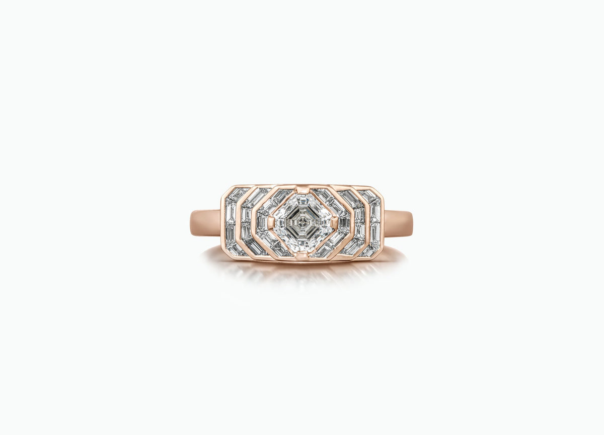 PALACE DECO GOLD DIAMOND ENGAGEMENT RING