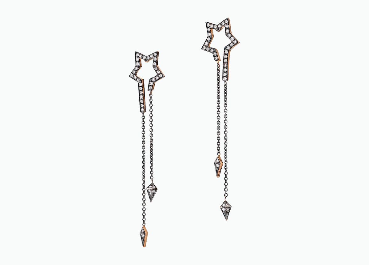 BLACK STAR DANGLE EARRINGS
