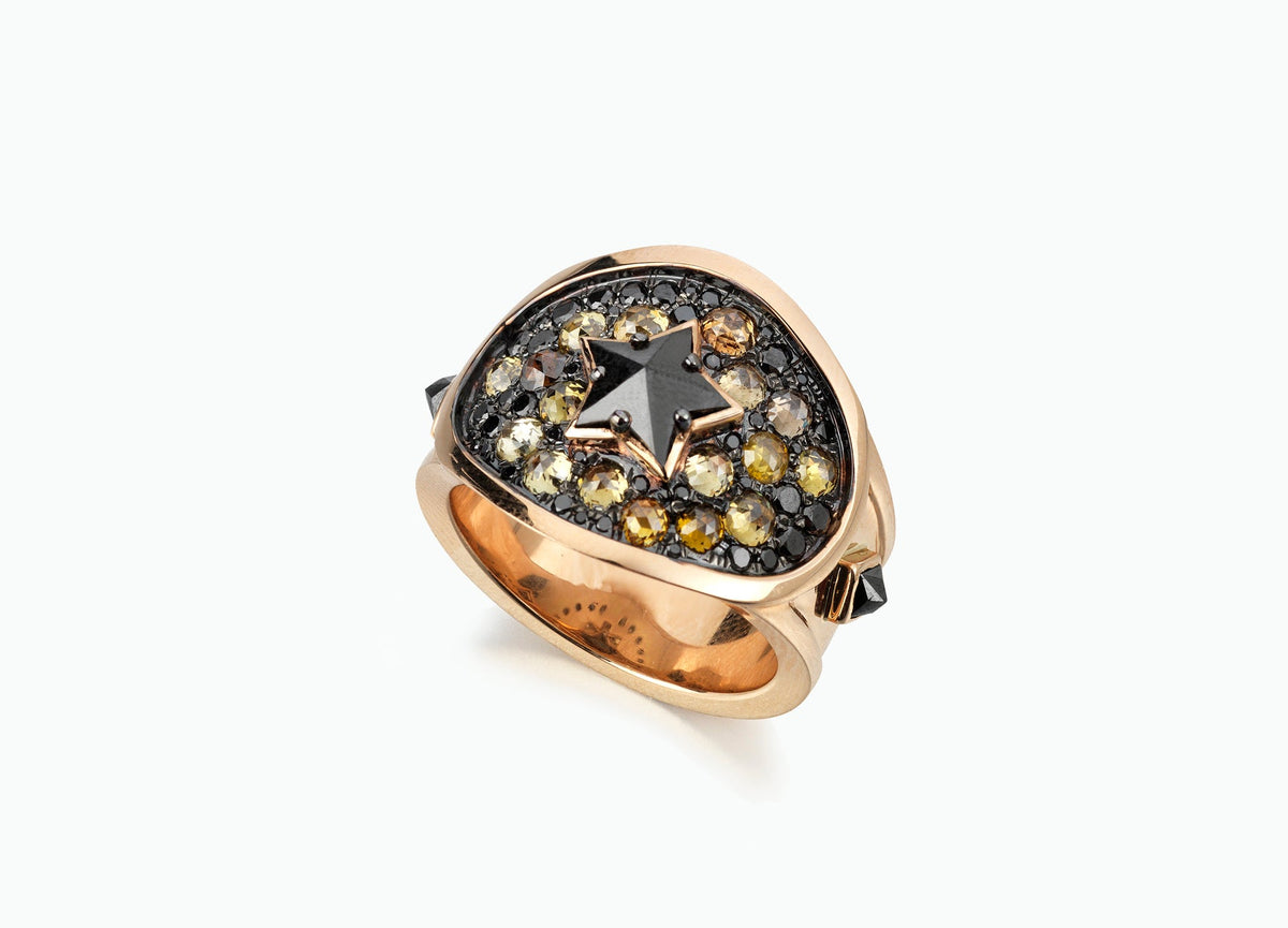 BLACK STAR DIAMOND CIGAR RING