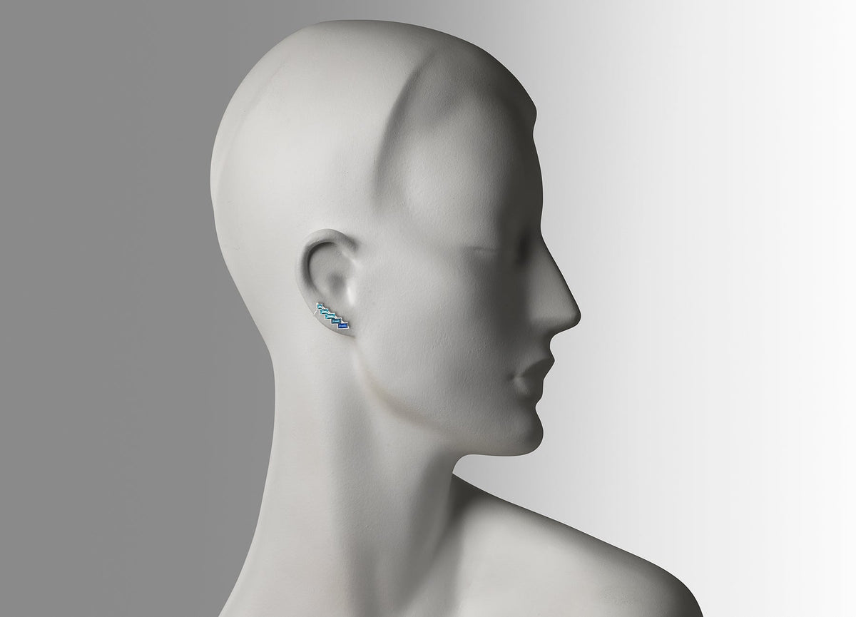 ELECTRIC NIGHT BLUE HORIZONTAL CUFF EARRINGS