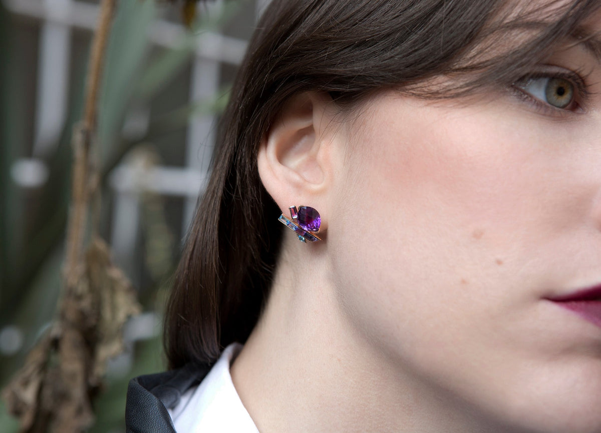 AMETHYST COCKTAIL STUD EARRINGS