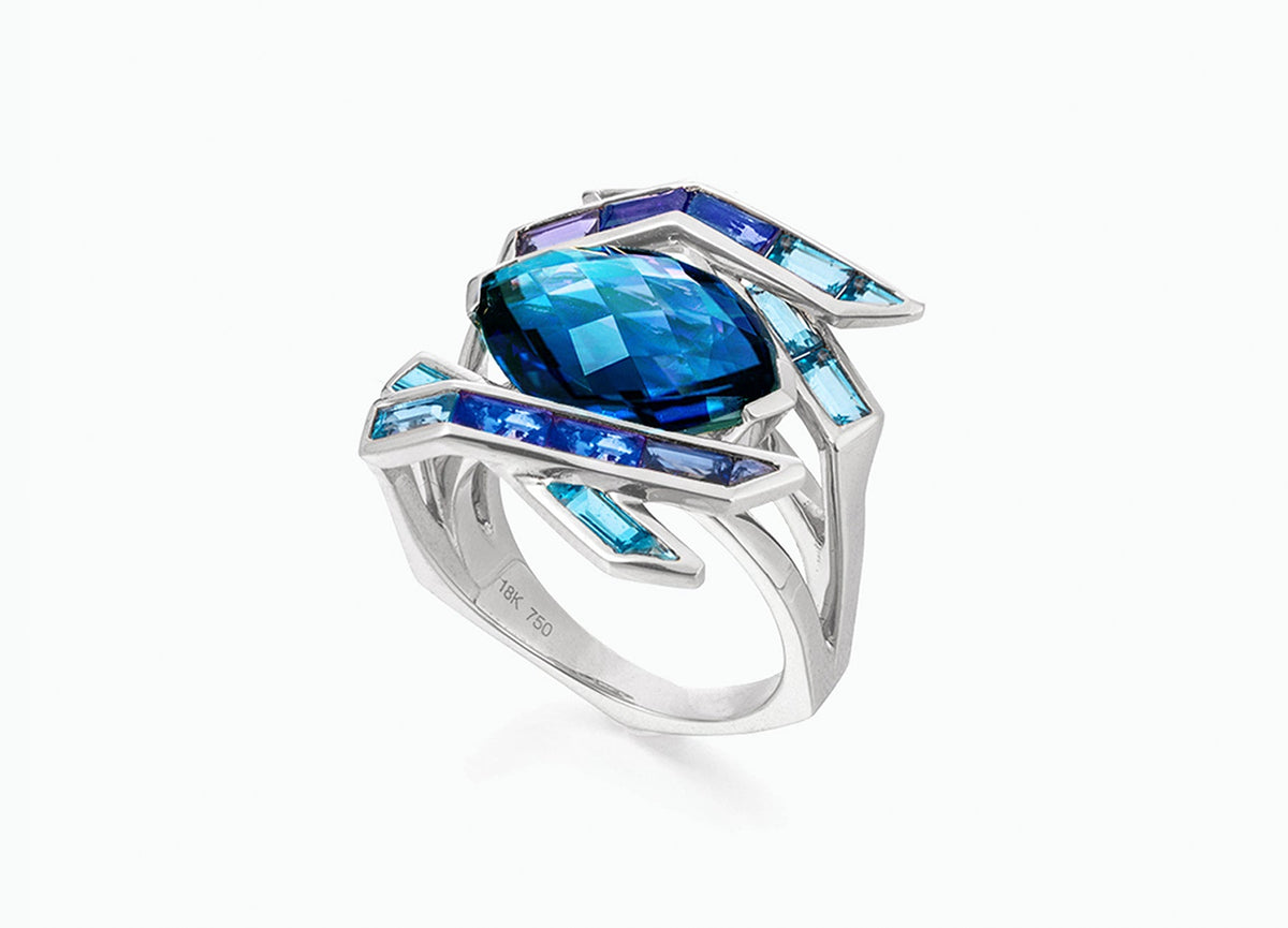 Electric Night Blue Cocktail Ring