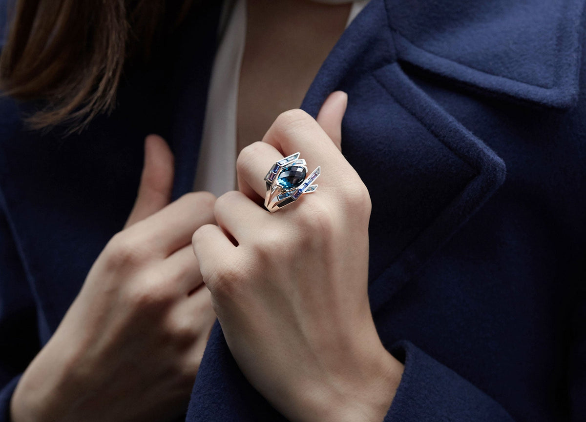 Electric Night Blue Cocktail Ring