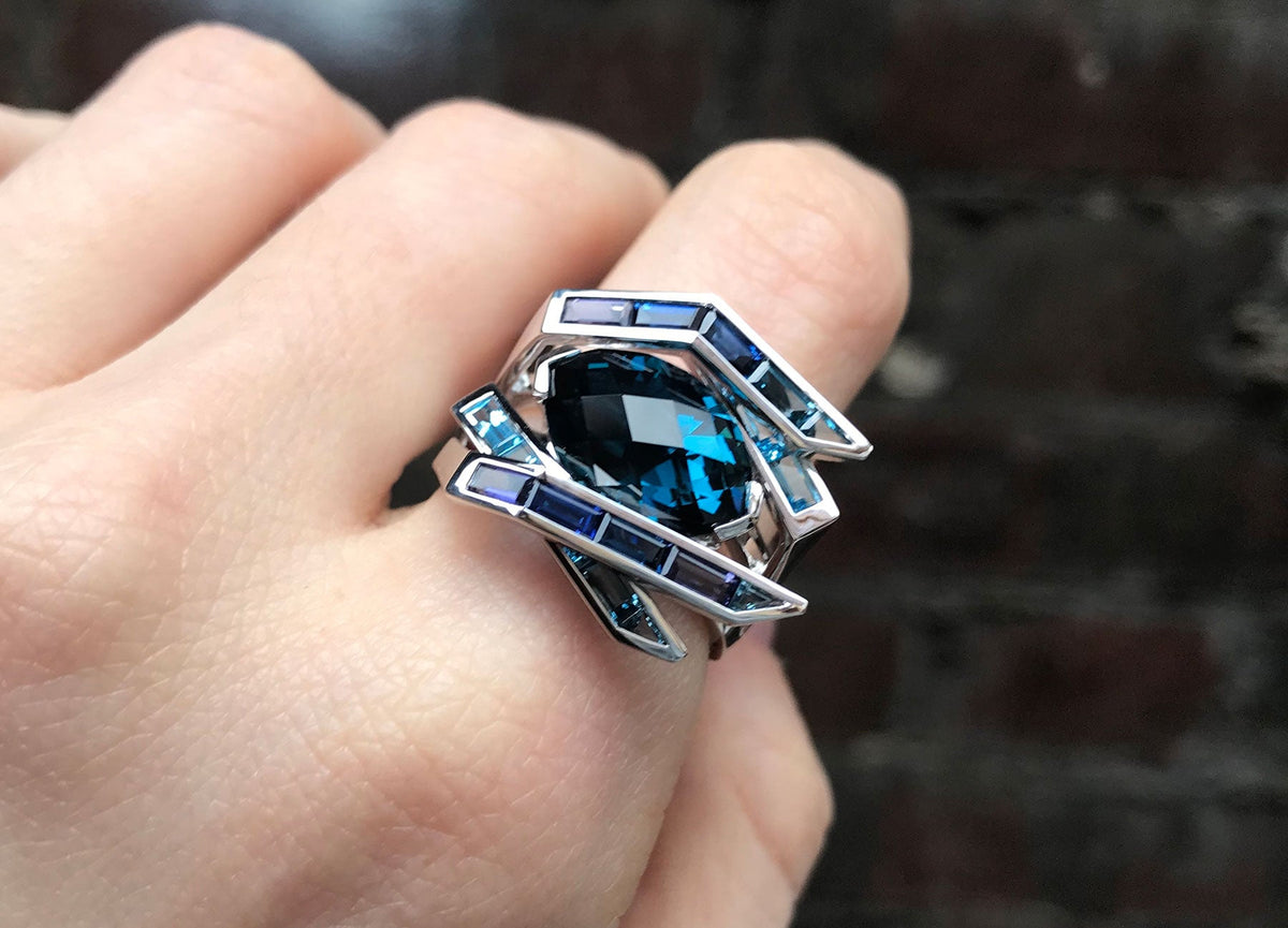 Electric Night Blue Cocktail Ring
