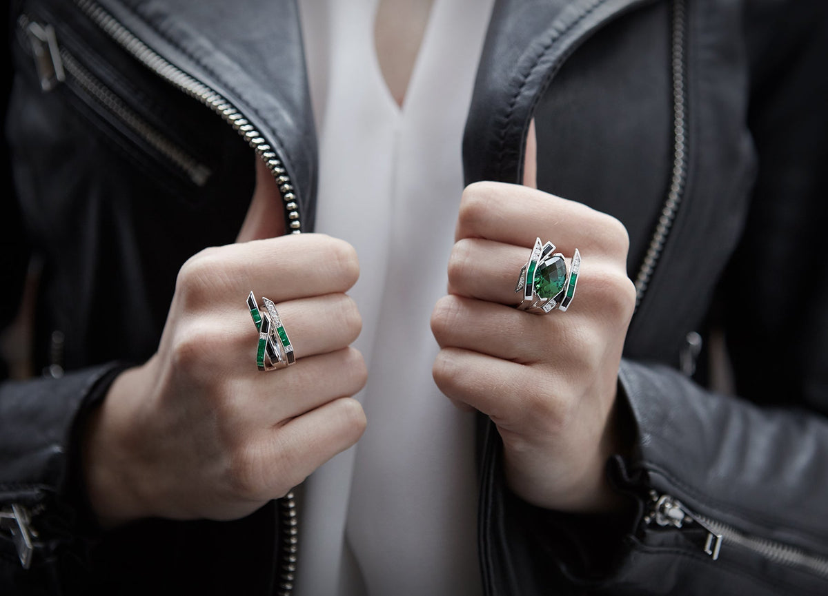 ELECTRIC NIGHT GREEN COCKTAIL RING