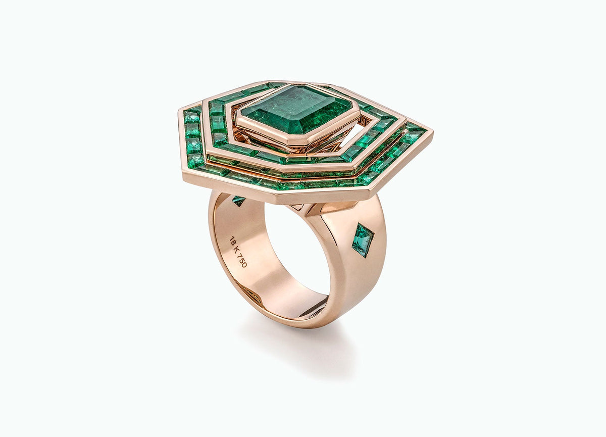 ELECTRIC NIGHT EMERALD HALO RING