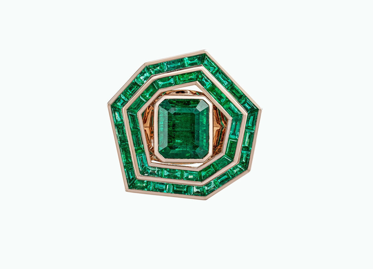 ELECTRIC NIGHT EMERALD HALO RING