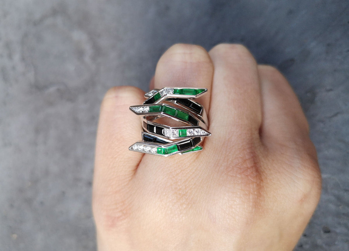 ELECTRIC NIGHT EMERALD BOMBAY RING