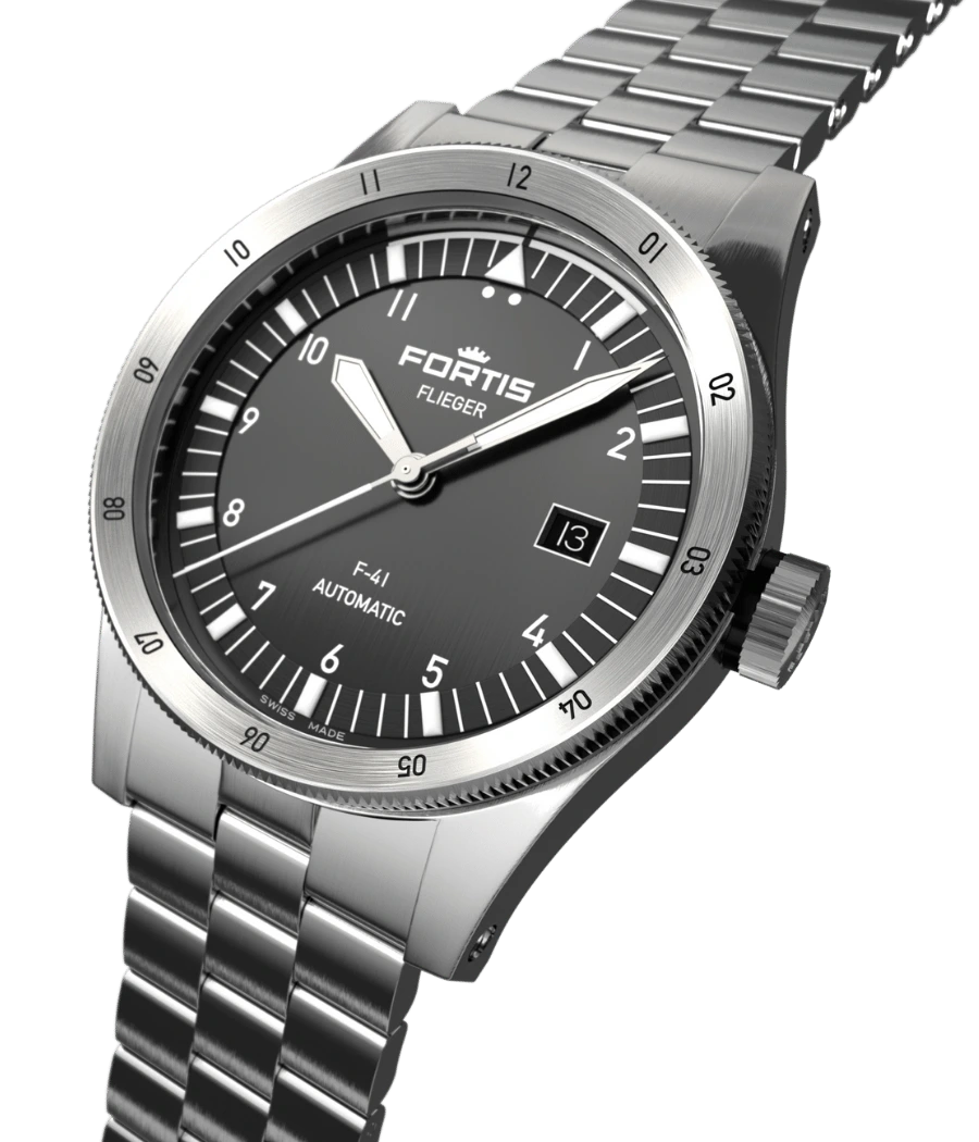 FORTIS Flieger F-39 Black on Block Bracelet — manufacturer detail 3