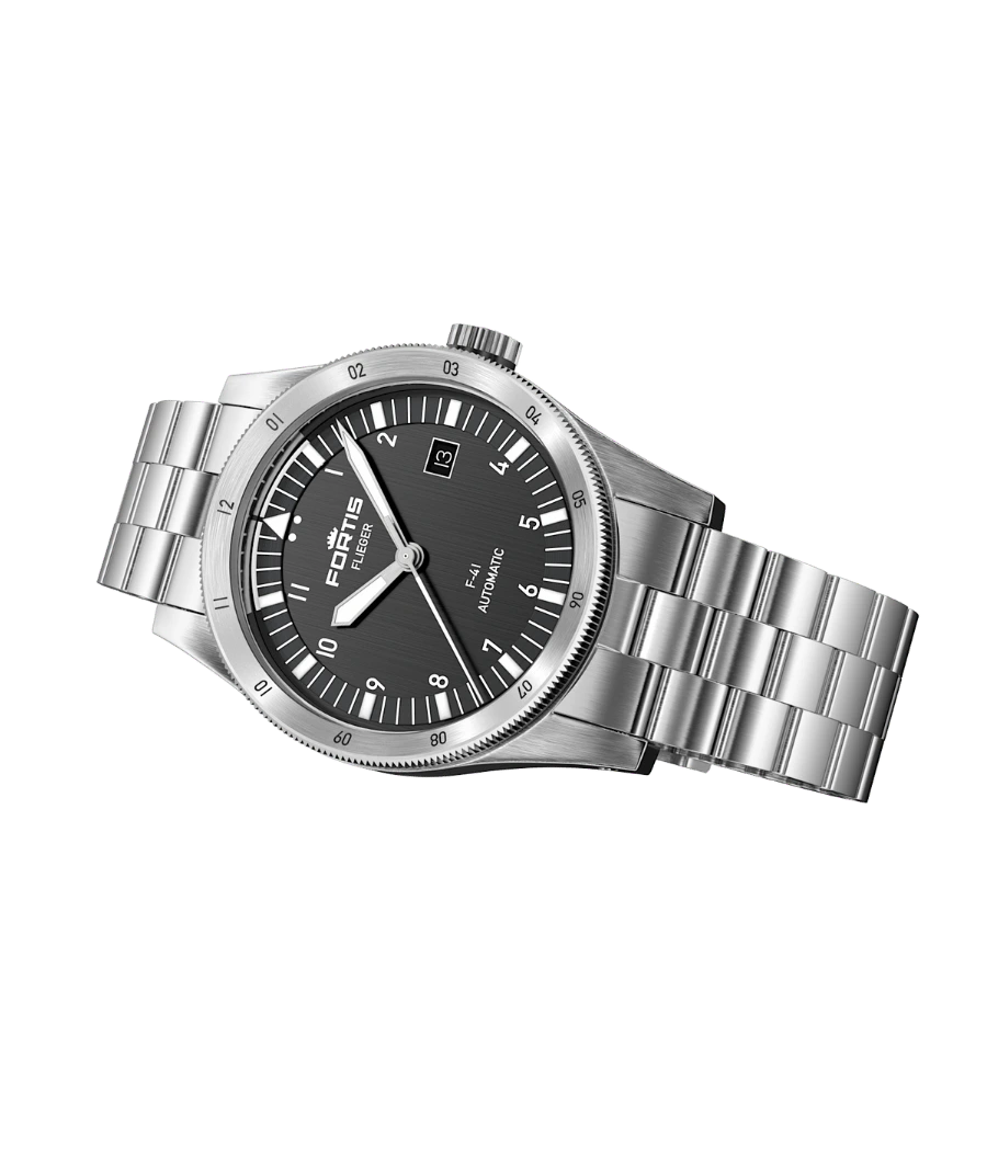 FORTIS Flieger F-39 Black on Block Bracelet — manufacturer detail 2