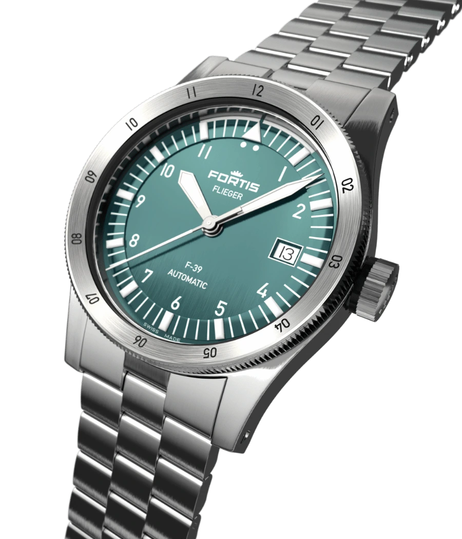 FORTIS Flieger F-39 Petrol on Block Bracelet — manufacturer detail 1