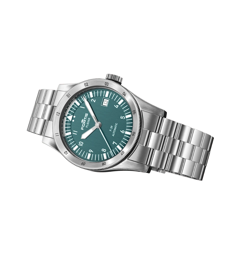 FORTIS Flieger F-39 Petrol on Block Bracelet — manufacturer detail 2