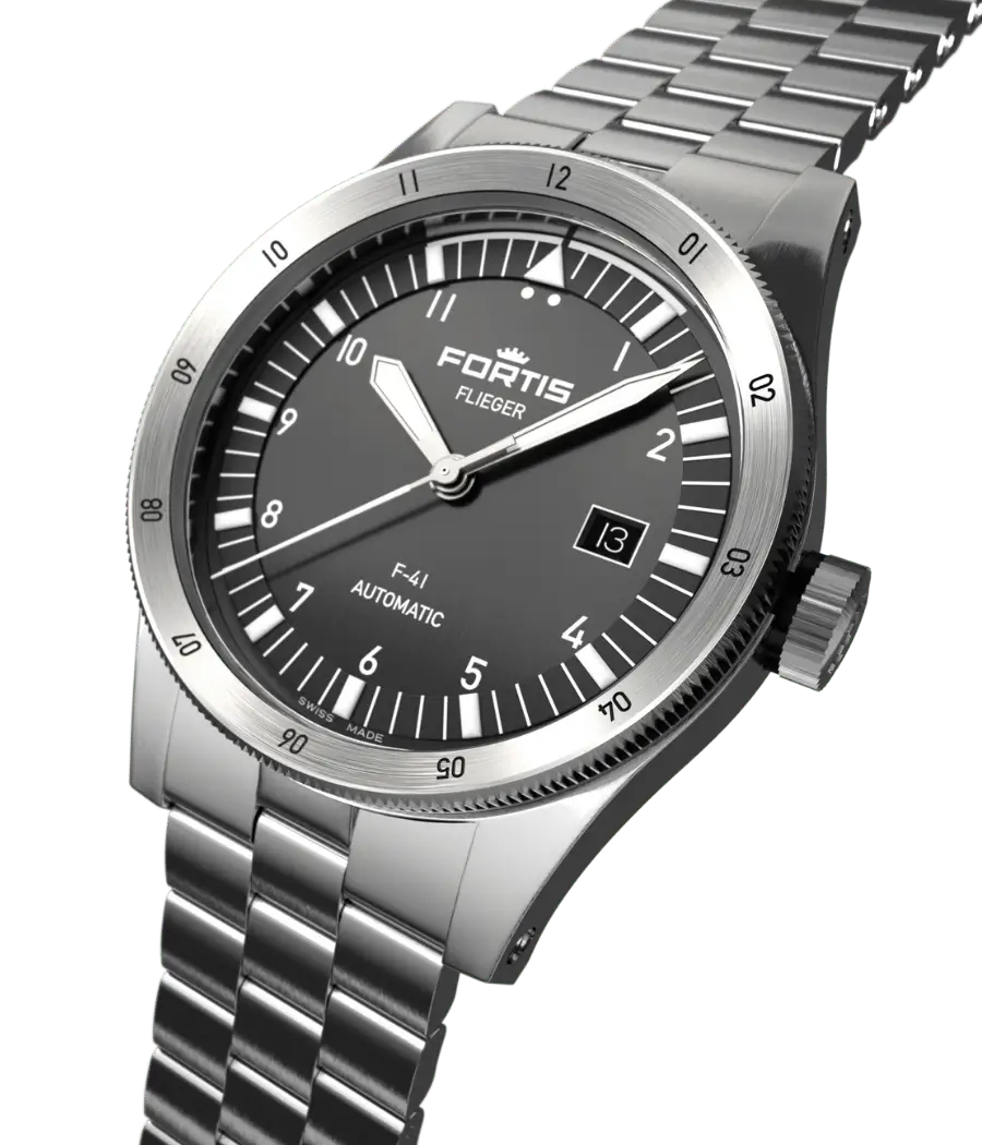 FORTIS Flieger F-41 Black on Block Bracelet — manufacturer detail 2