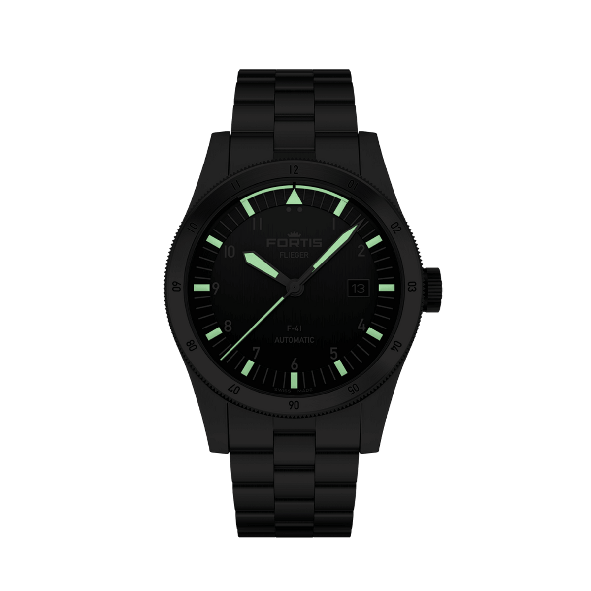 FORTIS Flieger F-41 Black on Block Bracelet — manufacturer detail 4