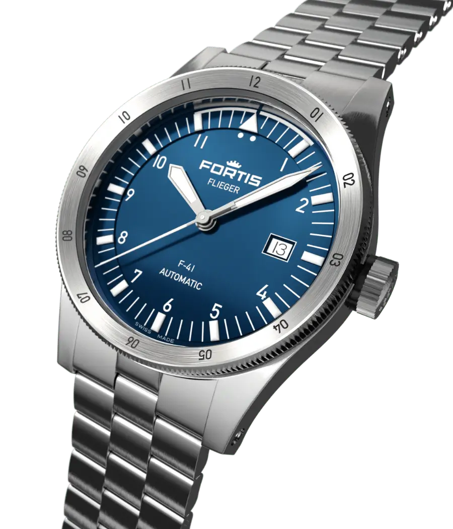 FORTIS Flieger F-41 Liberty Blue on Block Bracelet — manufacturer detail 1