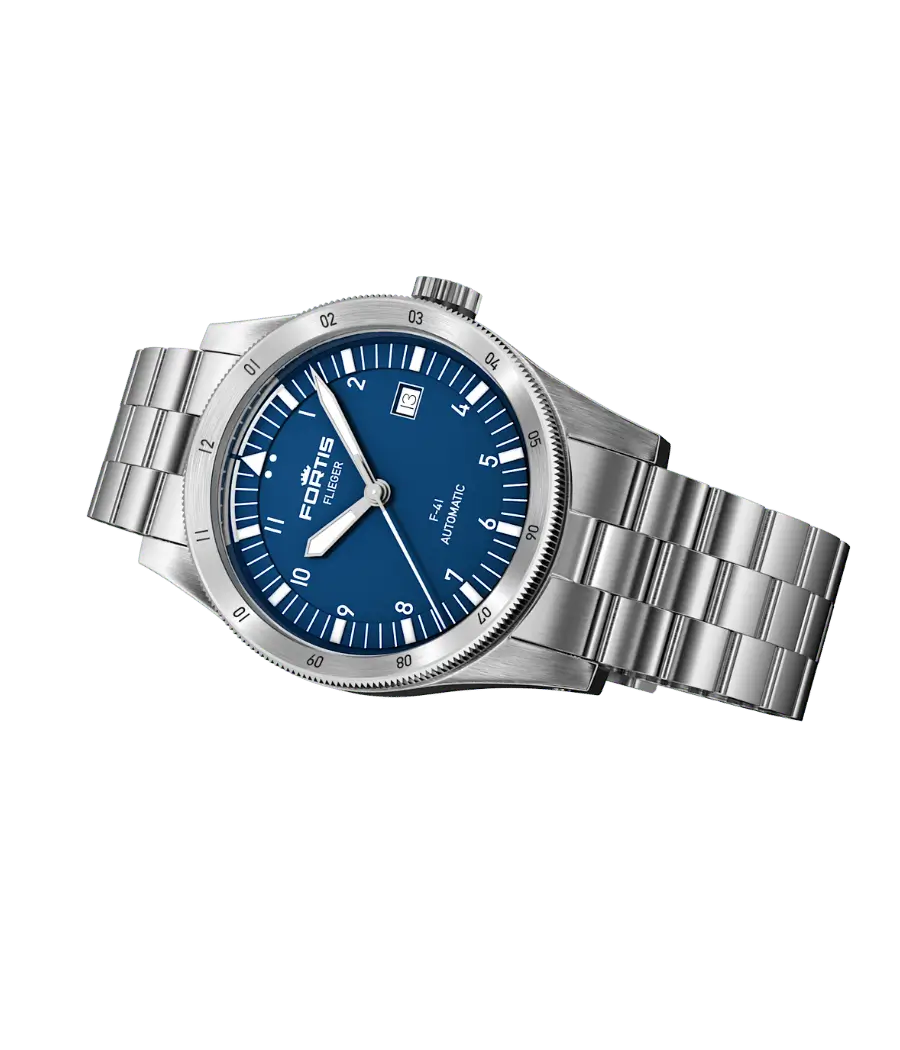 FORTIS Flieger F-41 Liberty Blue on Block Bracelet — manufacturer detail 2