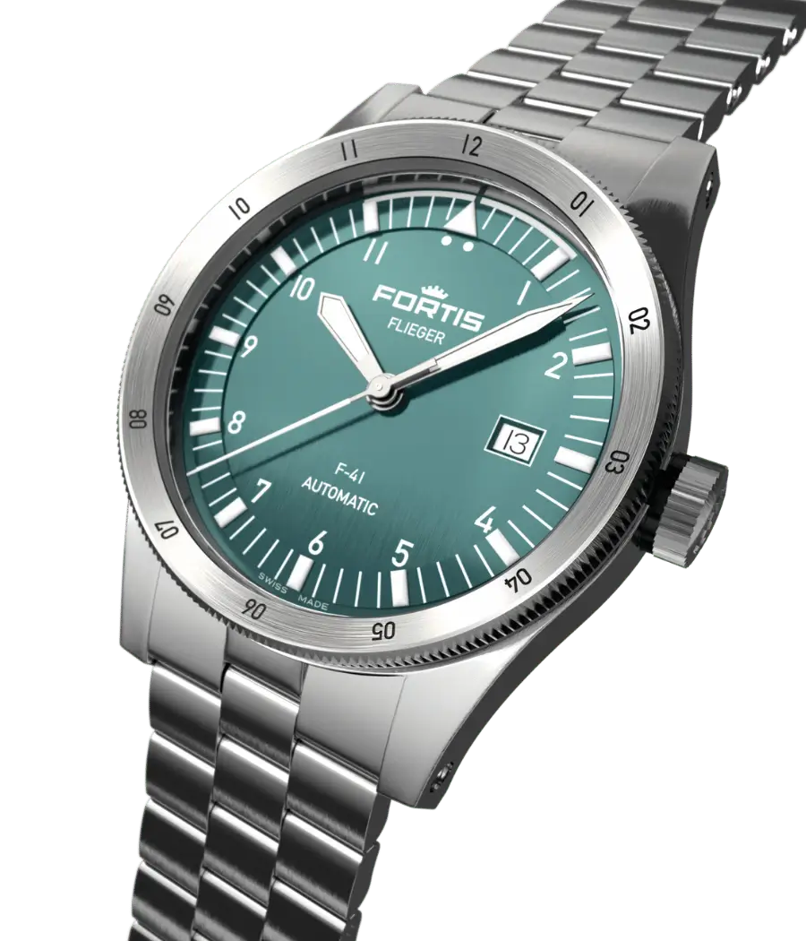 FORTIS Flieger F-41 Petrol on Block Bracelet — manufacturer detail 1