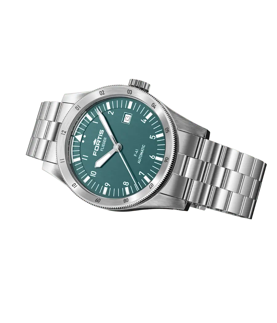 FORTIS Flieger F-41 Petrol on Block Bracelet — manufacturer detail 2