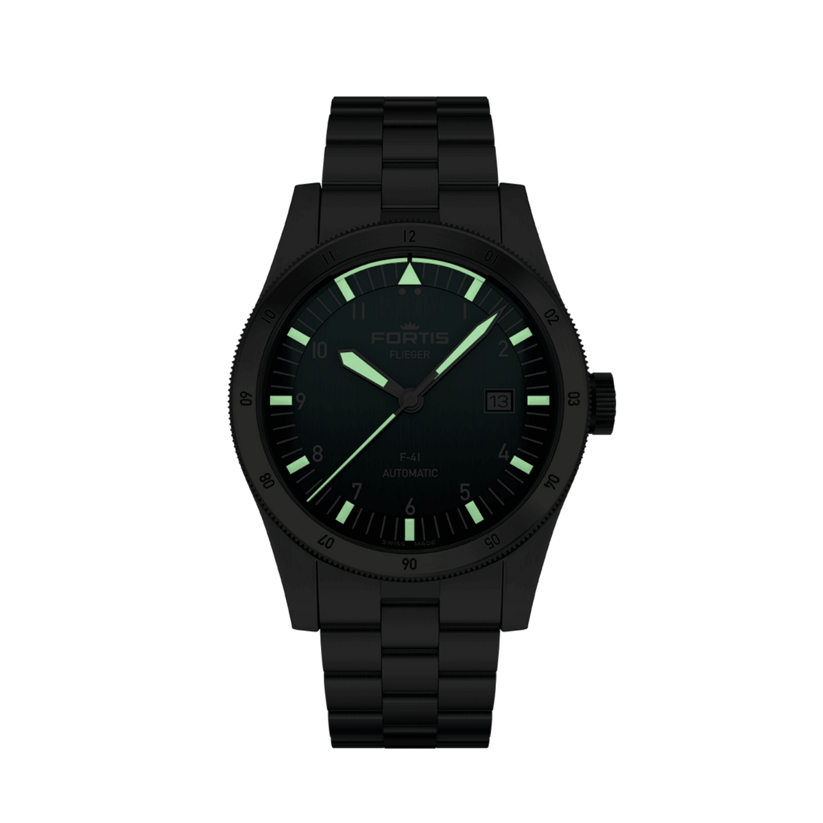FORTIS Flieger F-41 Petrol on Block Bracelet — manufacturer detail 4