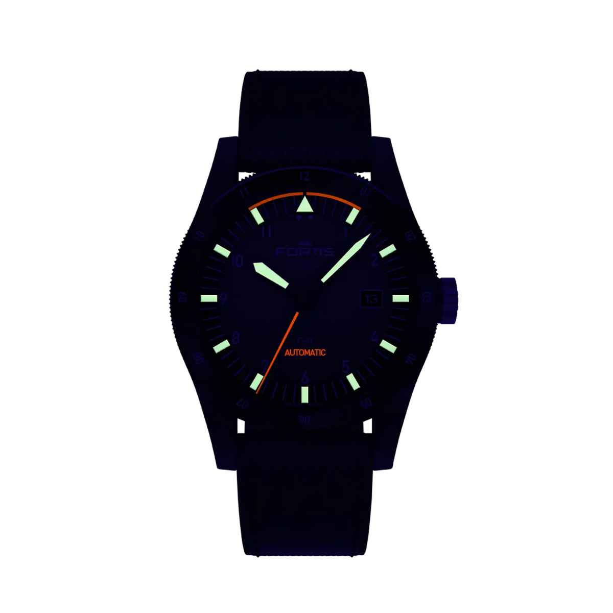 FORTIS Flieger F-41 Werk 7 Tactical Green on Hybrid Strap — manufacturer detail 2
