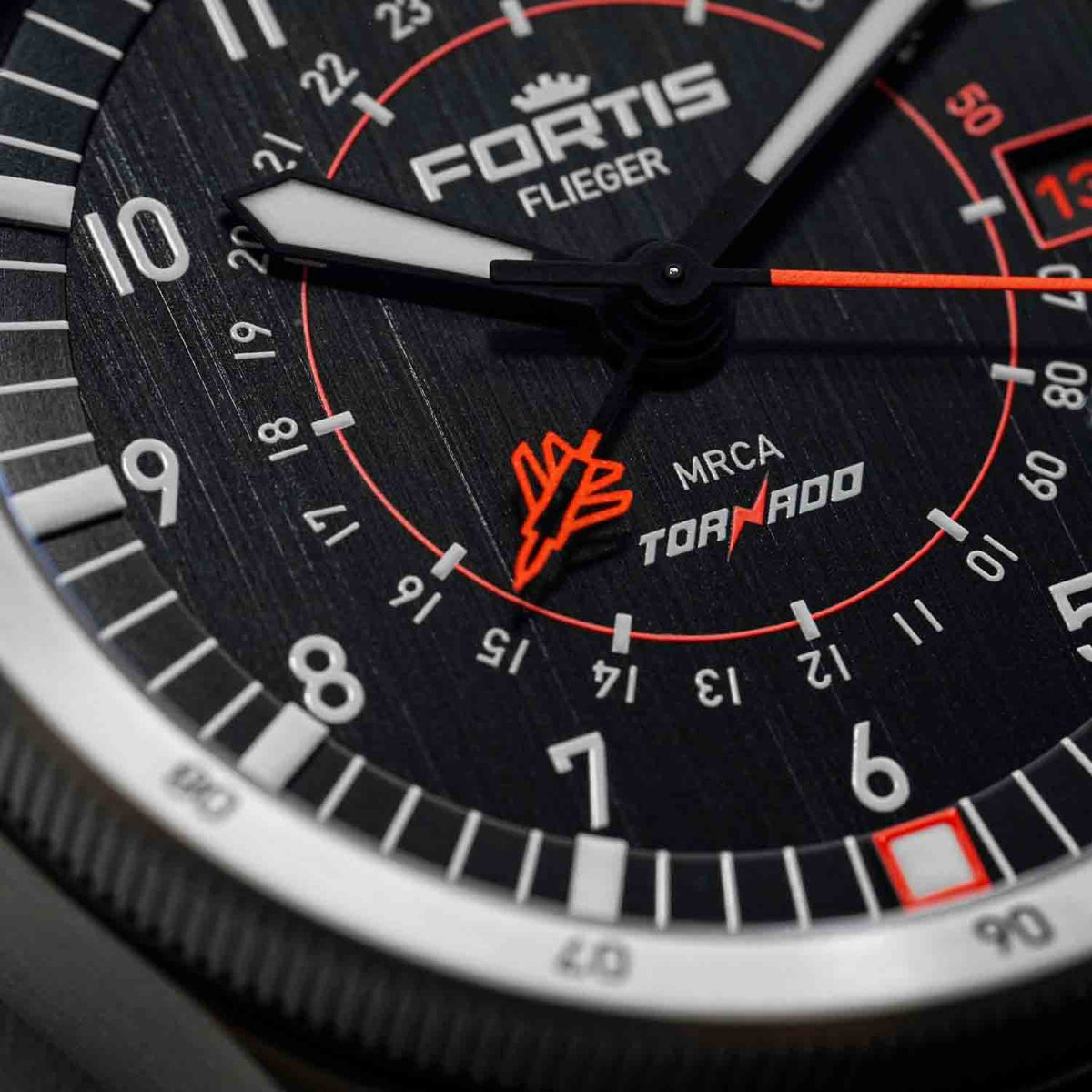 FORTIS Flieger F-43 Triple-GMT Tornado on Aviator Strap — manufacturer detail 1