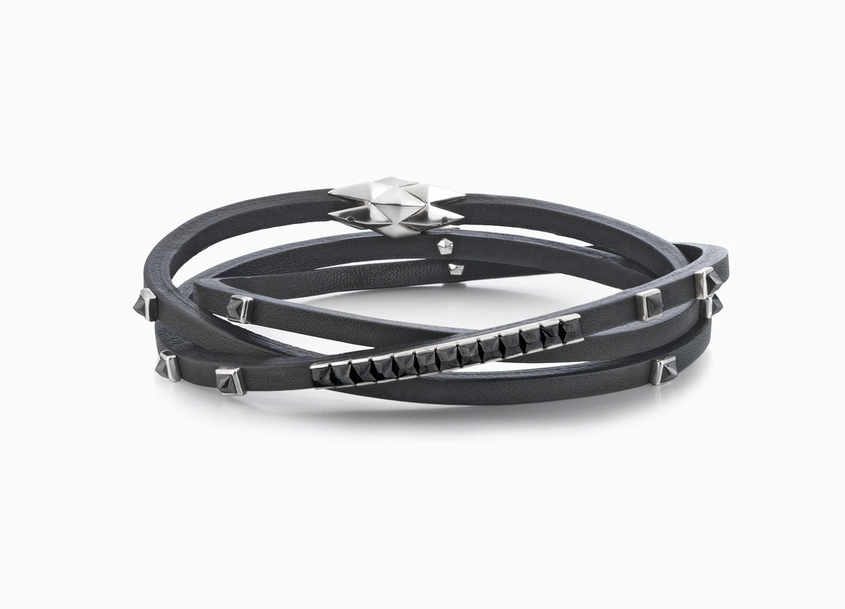 HERITAGE STUD TRIPLE WRAP BRACELET IN WHITE GOLD