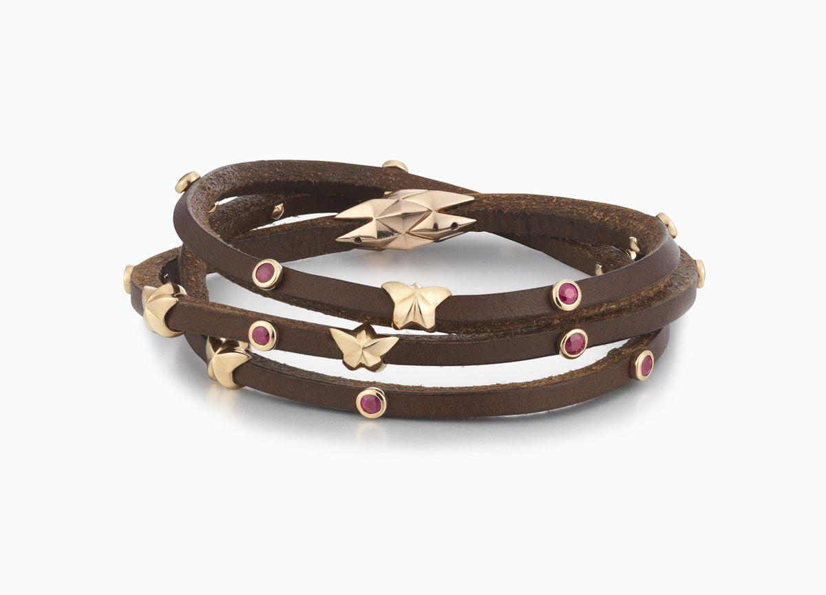 WRAP BRACELETS HERITAGE MAHOGANY STUD TRIPLE WRAP