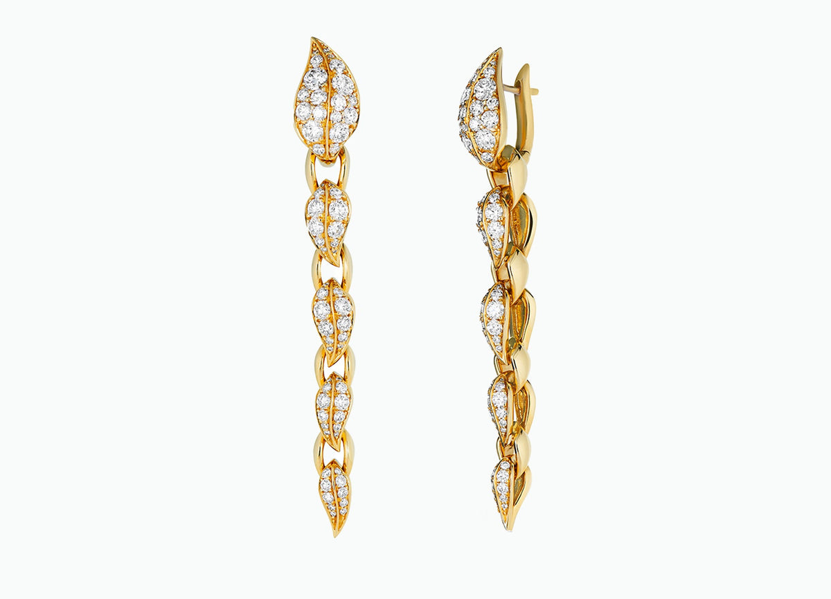 KING LEAF LILY PAD EARRINGS WITH 3.5 CT WHITE DIAMONDS
