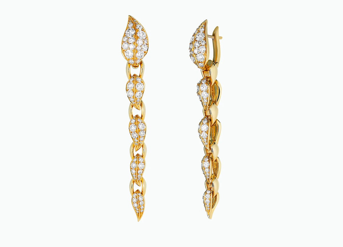 TOMASZ DONOCIK KING LEAF LILY PAD EARRINGS WITH 3.5 CT WHITE DIAMONDS