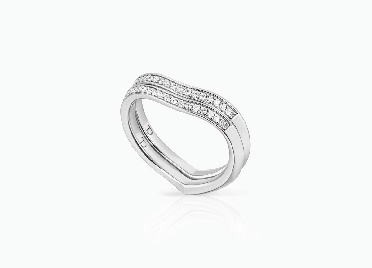LILY PAD PAIR OF WHITE GOLD WEDDING BANDS