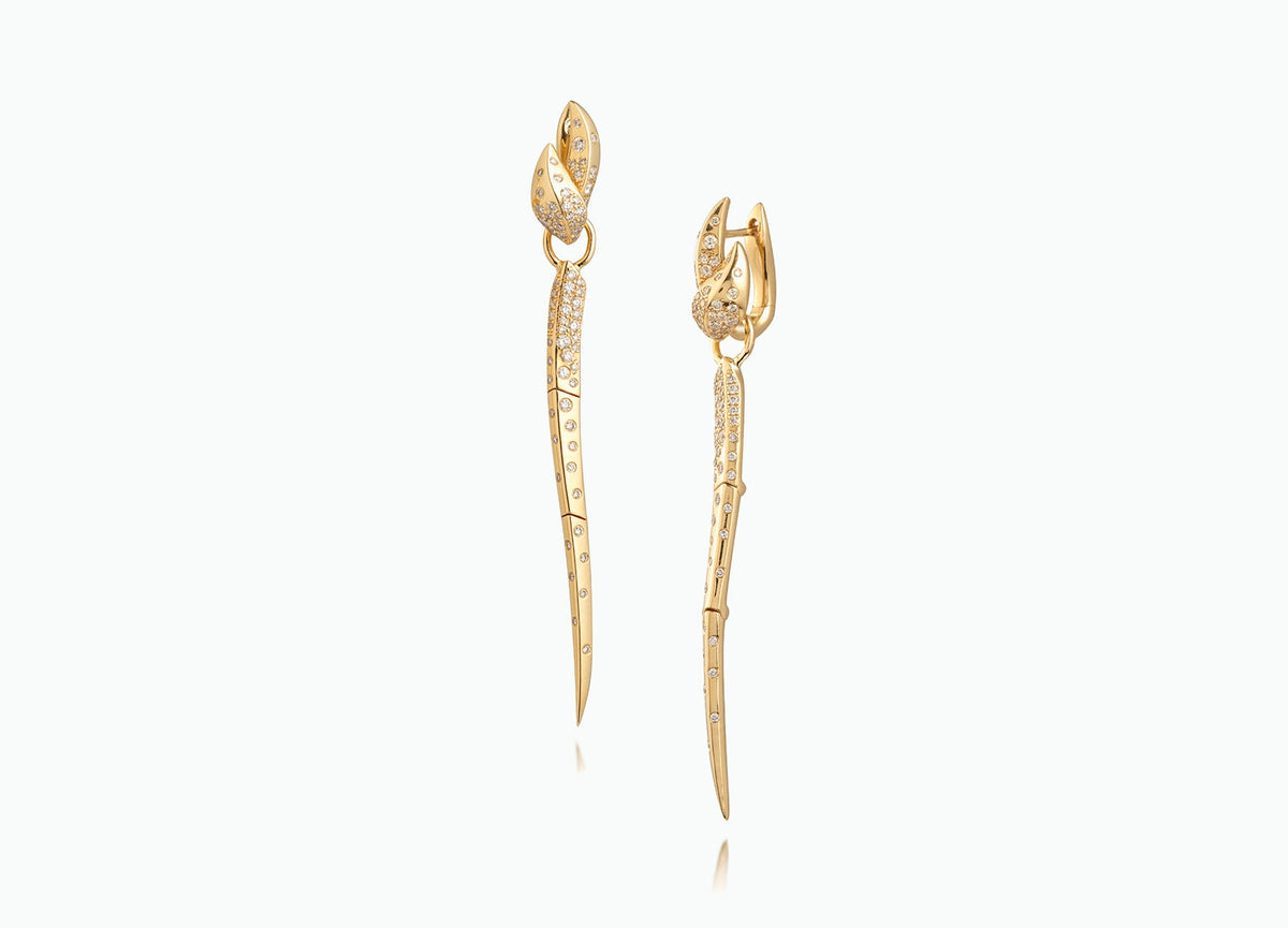 LILY PAD LEAF EARRINGS WITH DIAMONDS EXTENSIONS
