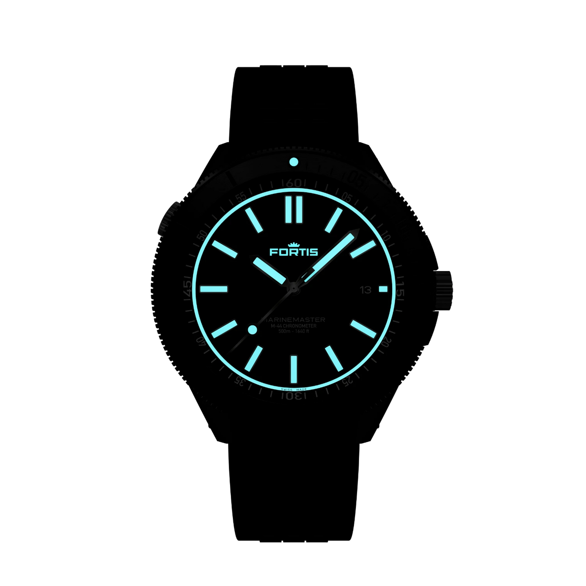 FORTIS Marinemaster M-44 DLC Gravity Black on Horizon Strap — manufacturer detail 1