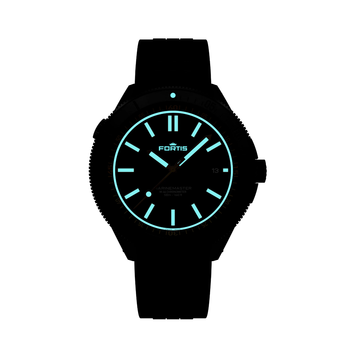 FORTIS Marinemaster M-44 DLC Black Resin on Horizon Strap — manufacturer detail 1