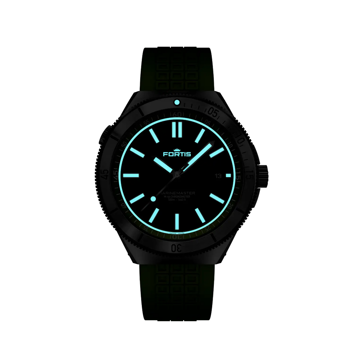 FORTIS Marinemaster M-44 Woodpecker Green on Horizon Strap — manufacturer detail 1