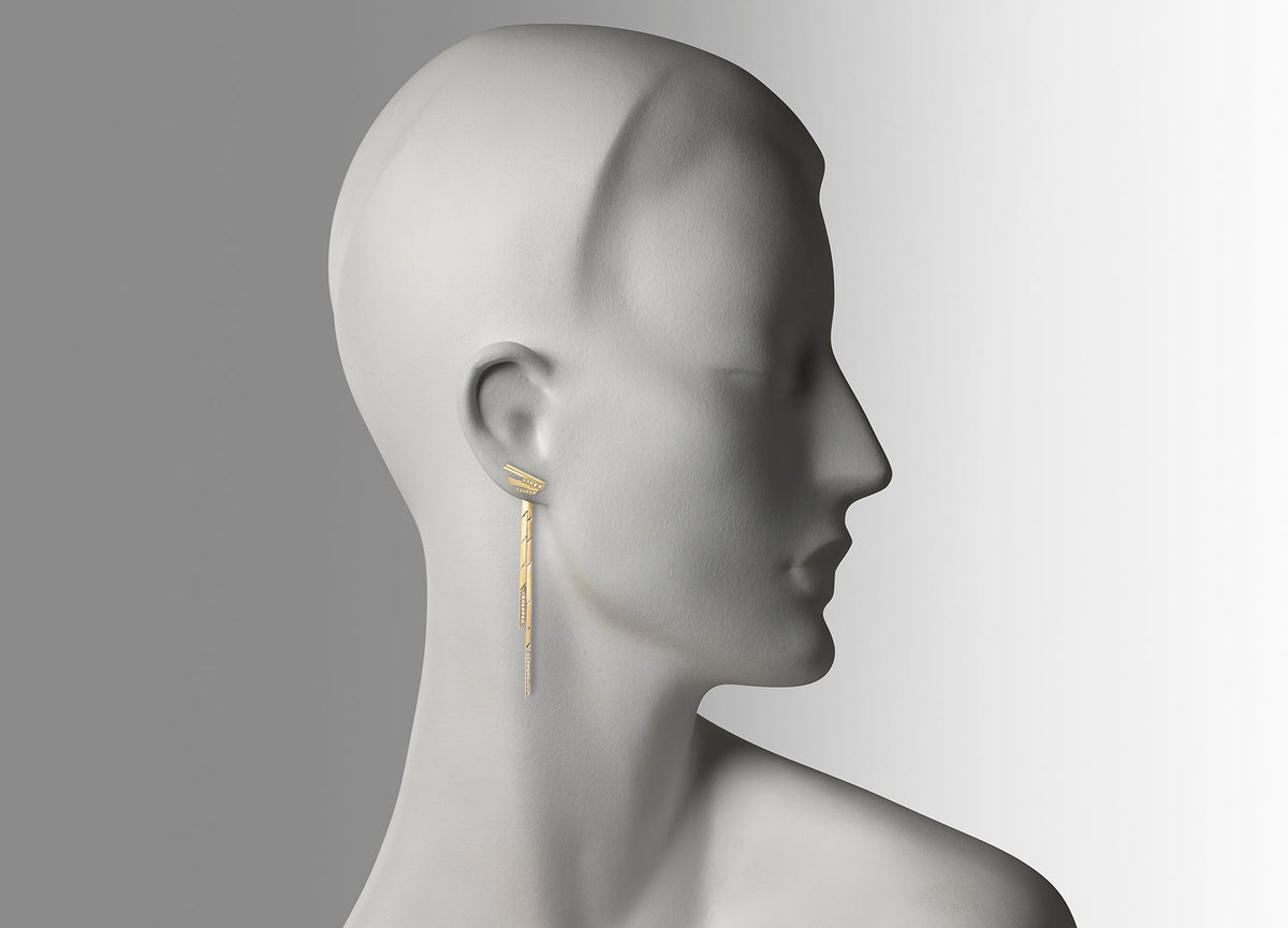 MINI STELLAR STUD EARRINGS WITH GOLD DROPS