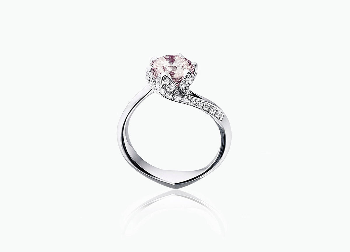 MORGANITE LILY PAD RING IN PLATINUM