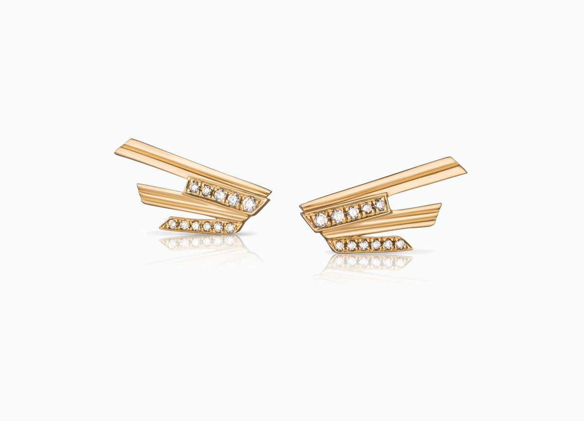 MINI STELLAR STUD EARRINGS WITH GOLD DROPS
