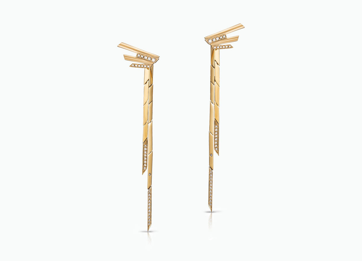 MINI STELLAR STUD EARRINGS WITH GOLD DROPS