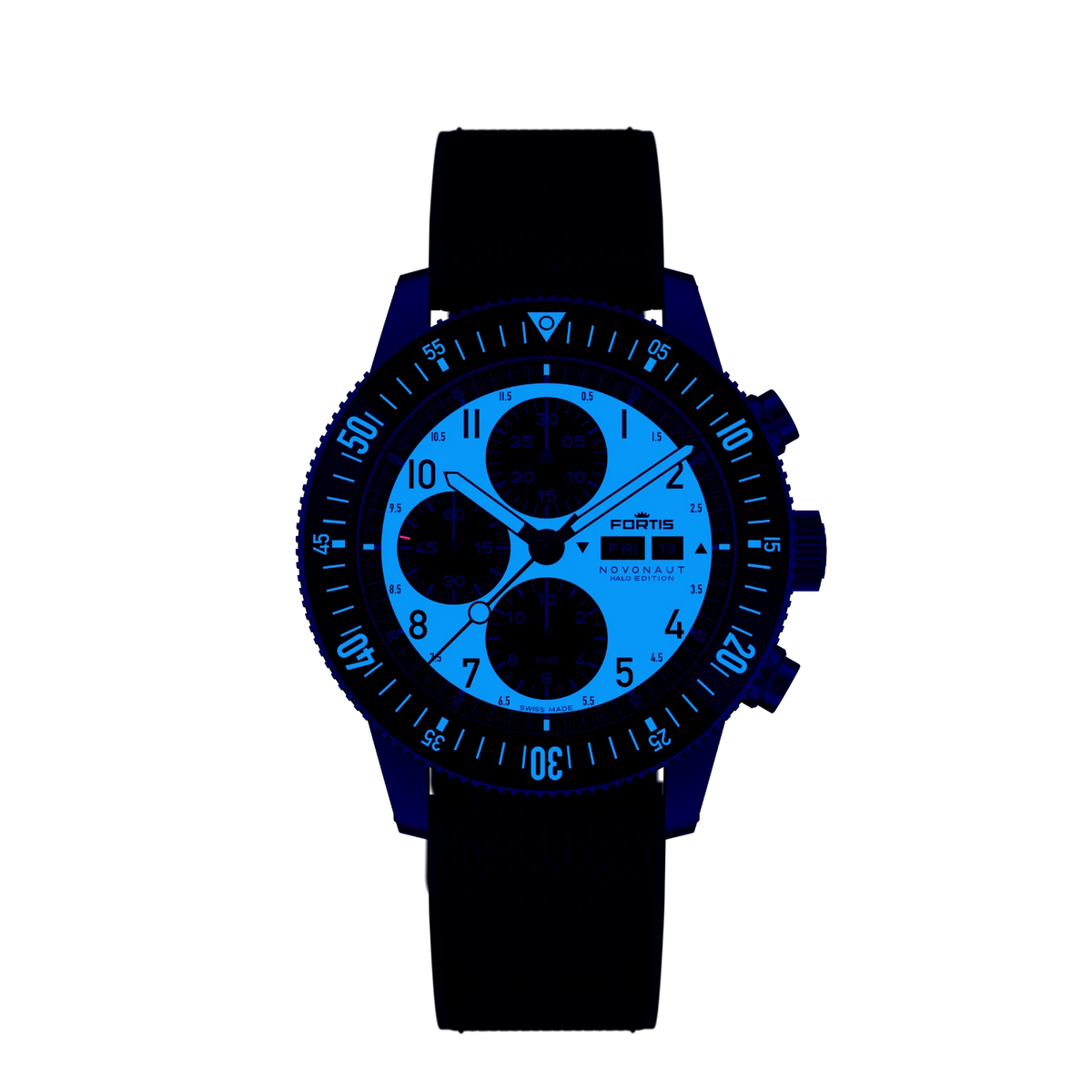 FORTIS Novonaut N-42 TR Halo Green on Hybrid Strap — manufacturer detail 2
