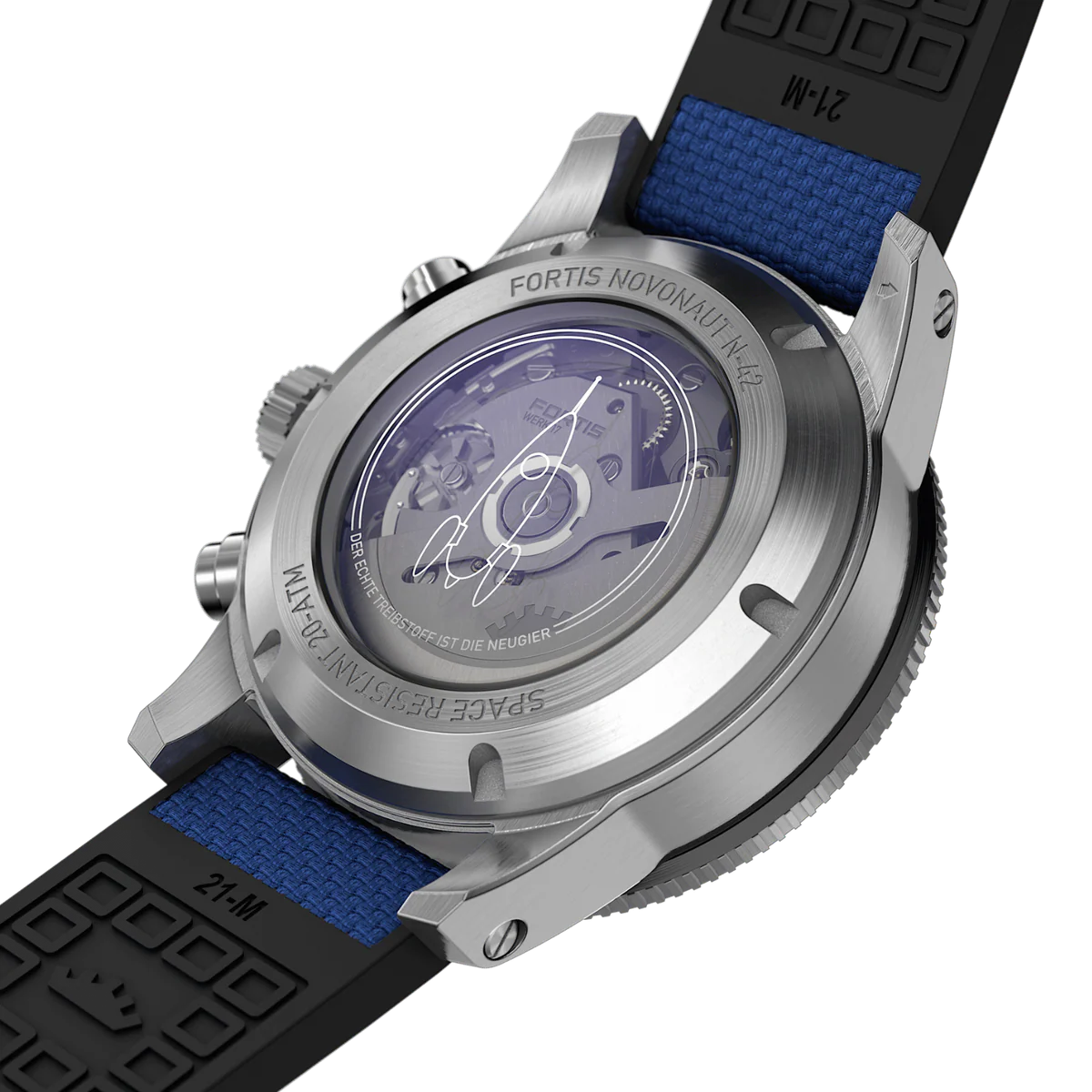 FORTIS Novonaut N-42 Cobalt Blue on Hybrid Strap