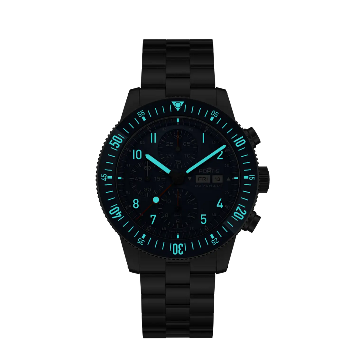 FORTIS Novonaut N-42 Cobalt Blue on Block Bracelet — manufacturer detail 1