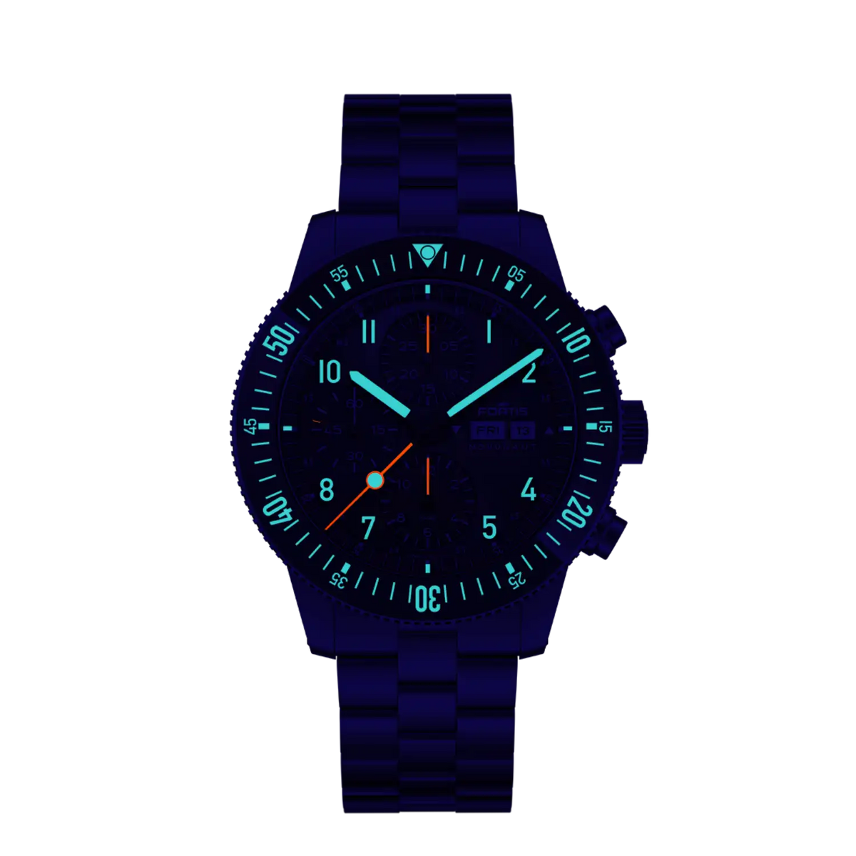 FORTIS Novonaut N-42 Cobalt Blue on Block Bracelet — manufacturer detail 2