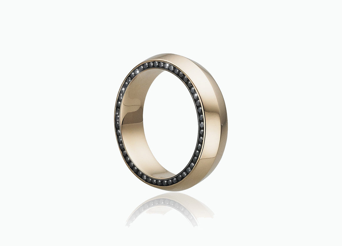 MENS BAND RING IN ROSE GOLD WITH BLACK DIAMONDS