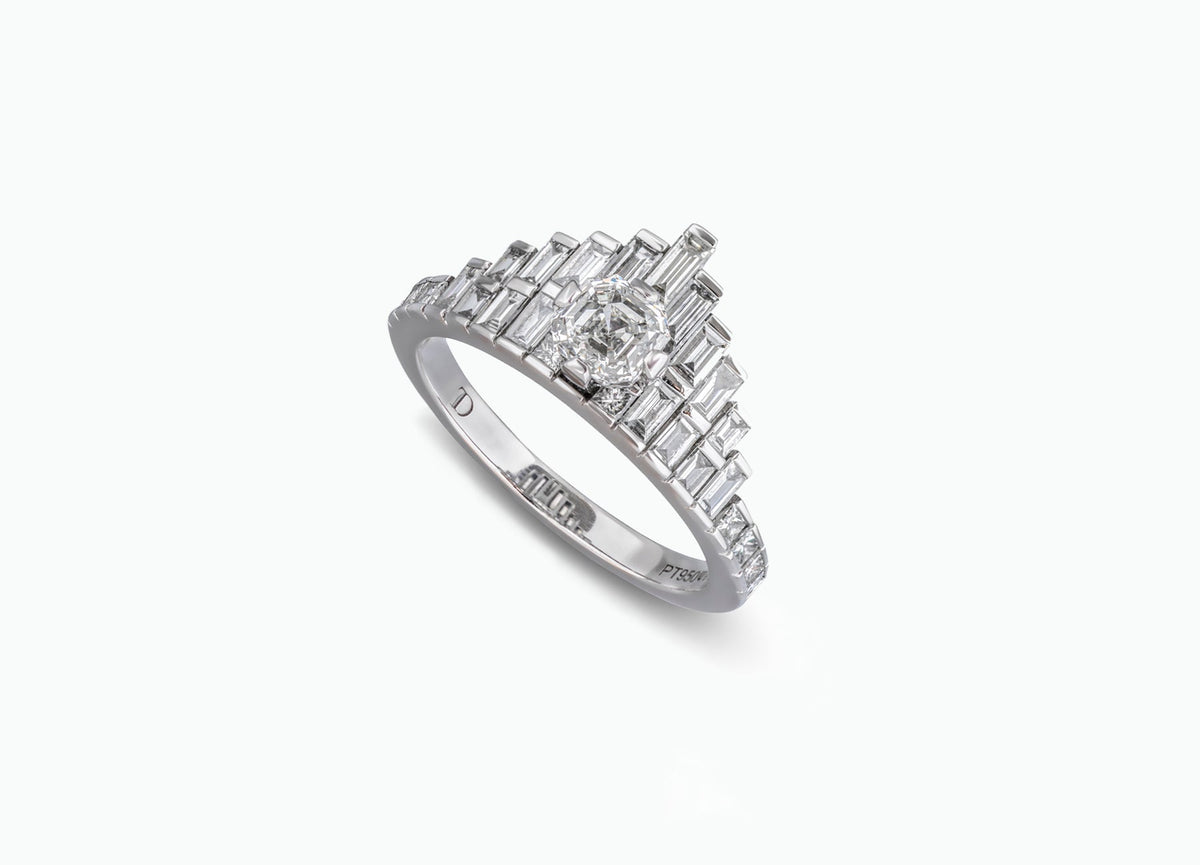 GRAND TIARA PLATINUM DIAMOND ENGAGEMENT RING