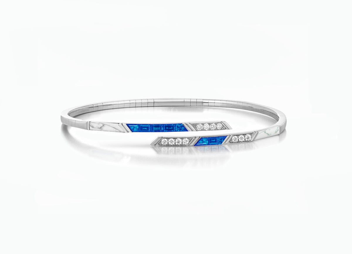 White Gold Sapphire Flexible Bangle