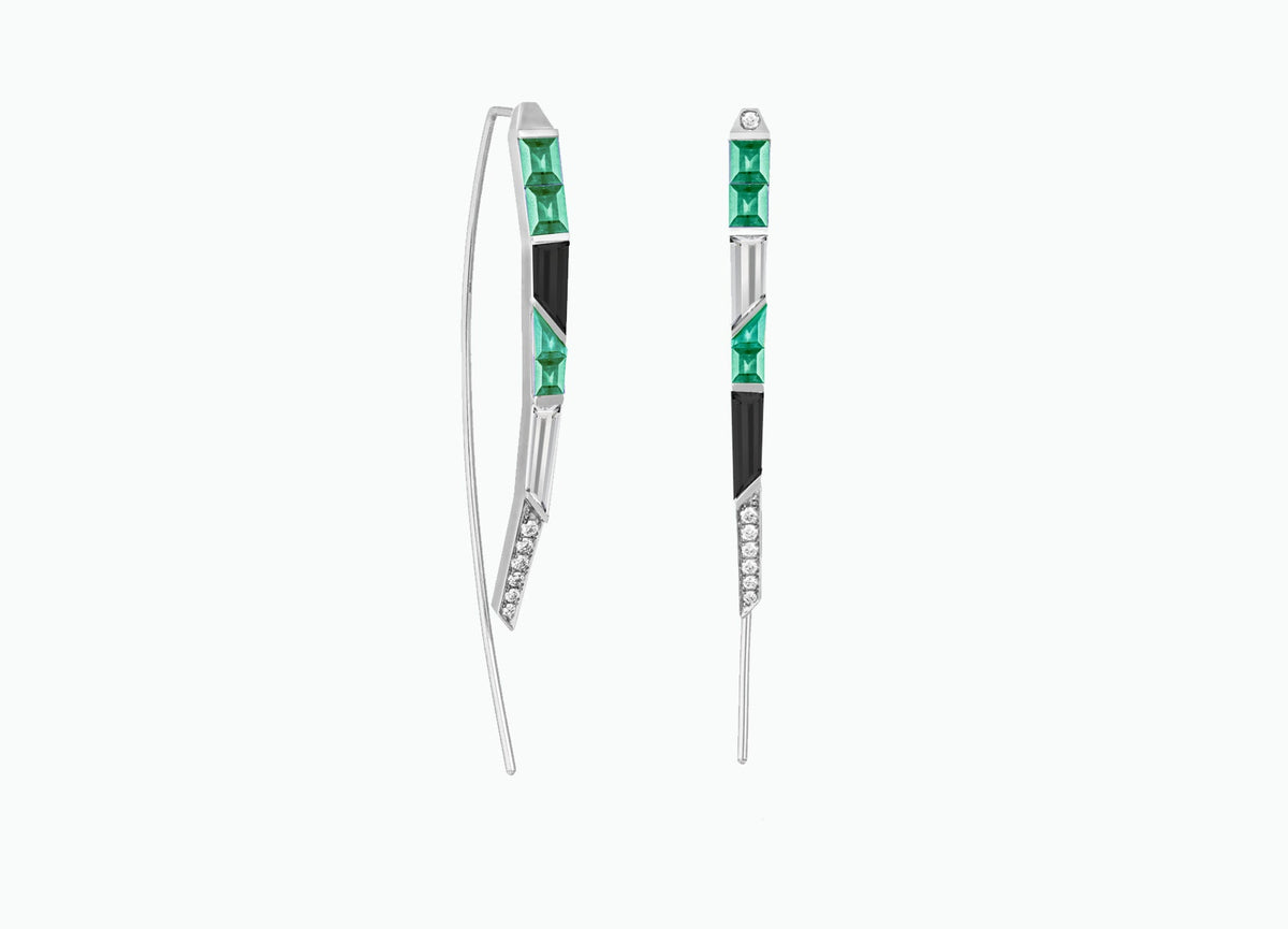 STELLAR SLIDE THROUGH EMERALD EARRINGS