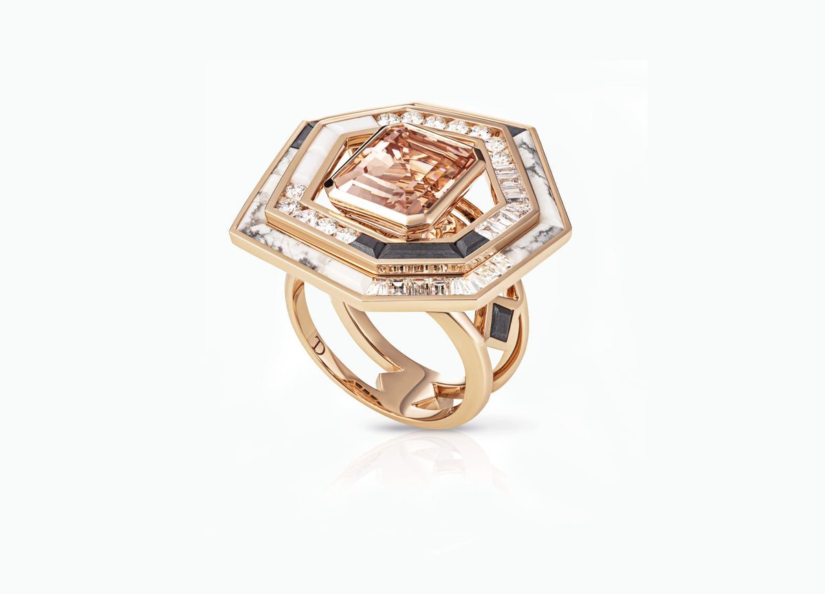 STELLAR DUSK MORGANITE COCKTAIL HALO RING